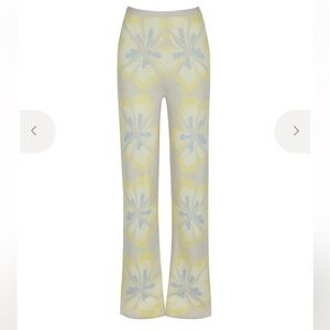 NWT House of Sunny Hibiscus Aarons Cream and Yellow Floral Knit Lounge Pants